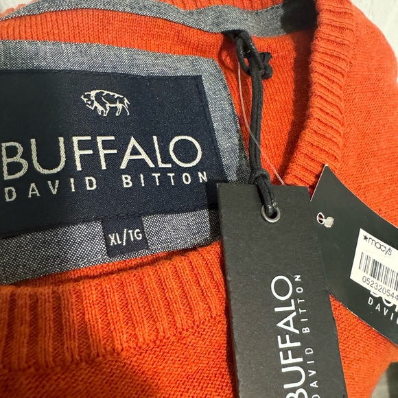 NWT BUFFALO DAVID BITTON Men’s Pullover Crewneck Sweater Blue/Orange Size XL NEW - Picture 2 of 9